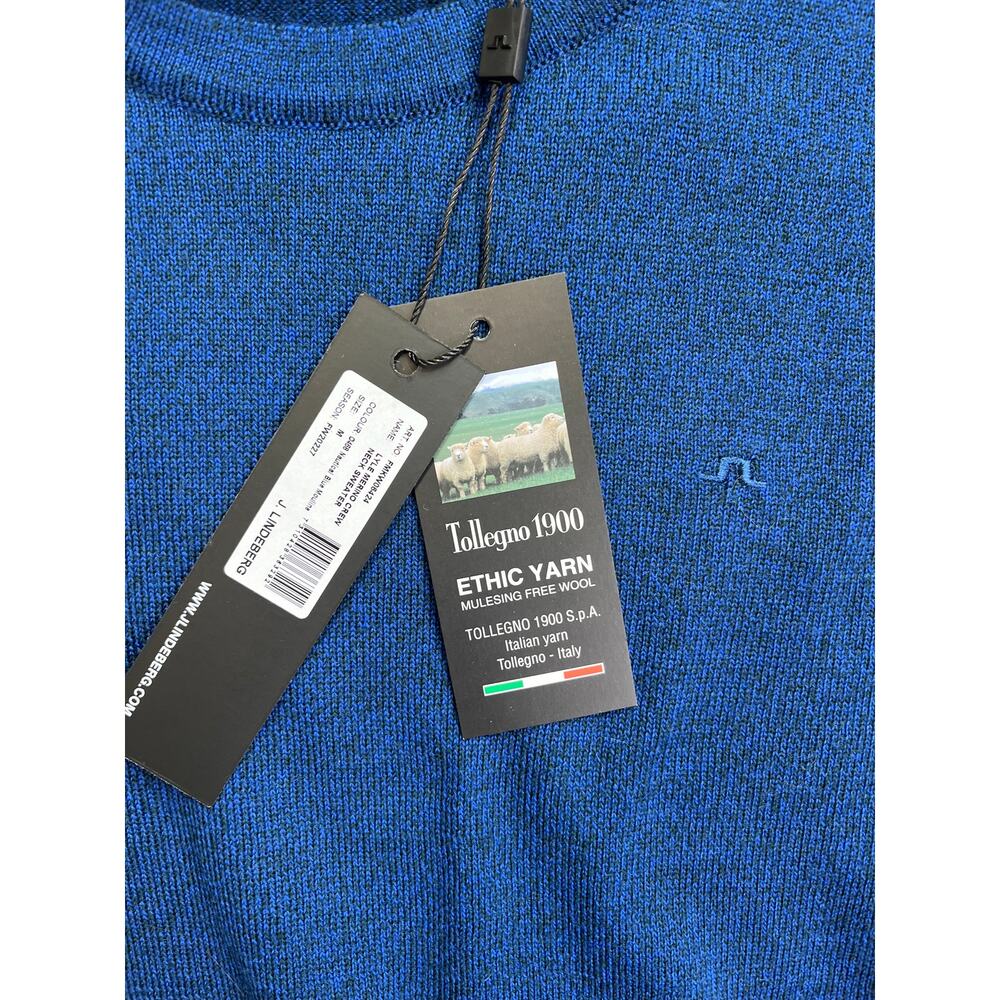 NWT J. Lindeberg Lyle True Merino Crew Neck Pullover, Nautical Blue,‎ Medium - Picture 4 of 6